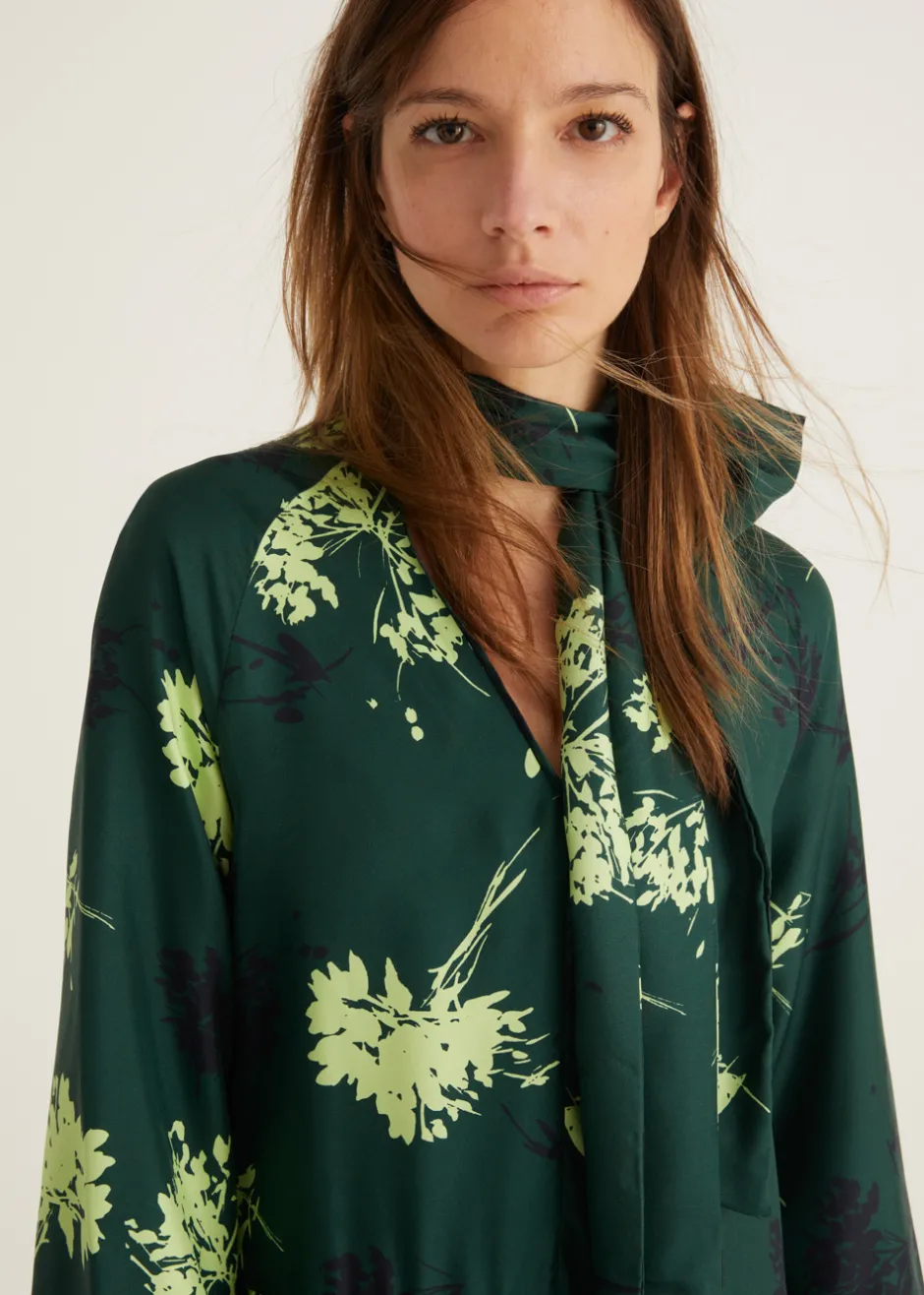Robes | Rosso35 Robe longue froncé sur la taille et col à foulard